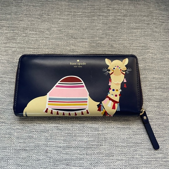 kate spade Handbags - Kate Spade Embellished Camel Wallet Navy Blue